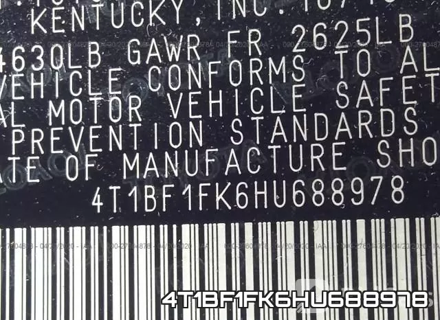 4T1BF1FK6HU688978 фото 9