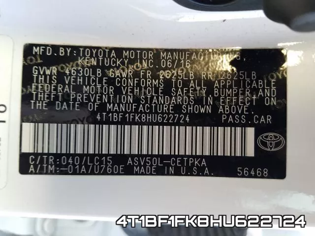 4T1BF1FK8HU622724 фото 2
