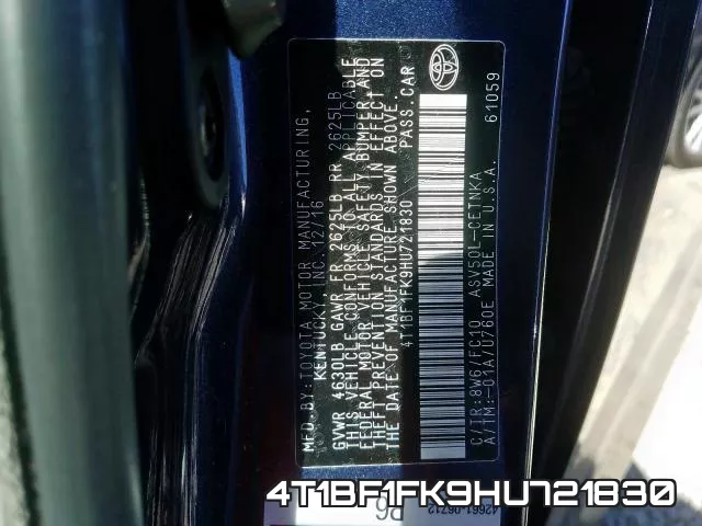4T1BF1FK9HU721830 фото 2