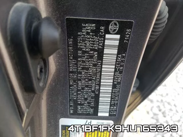 4T1BF1FK9HU765343 фото 2