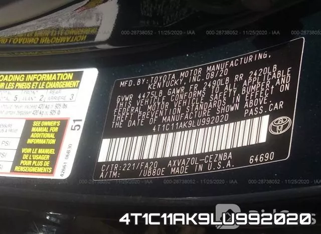 4T1C11AK9LU992020 фото 10