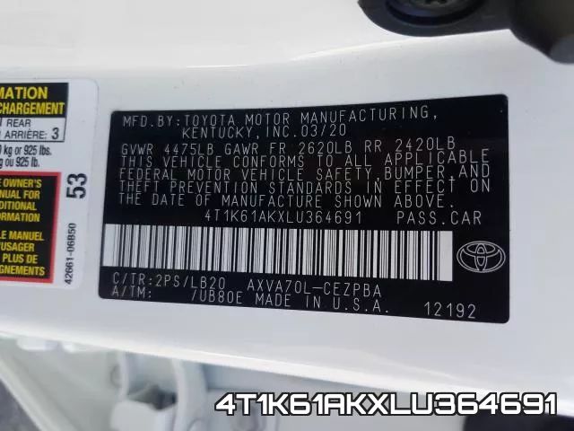 4T1K61AKXLU364691 фото 2