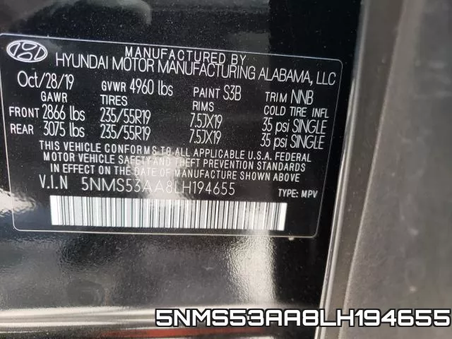 5NMS53AA8LH194655 фото 2