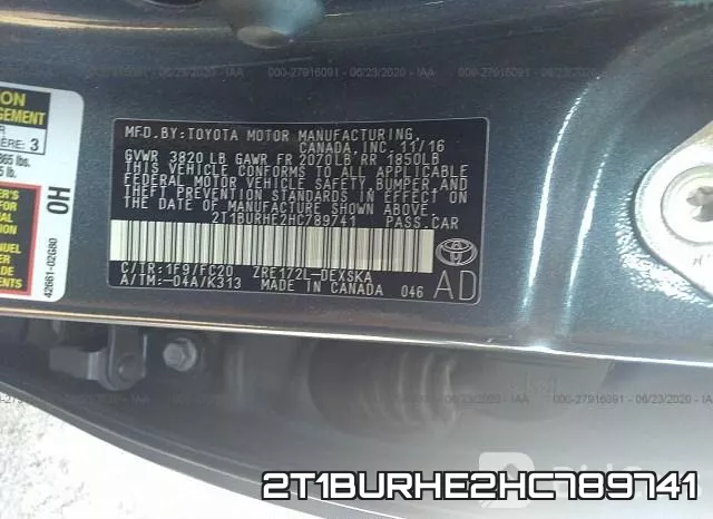 2T1BURHE2HC789741 фото 10