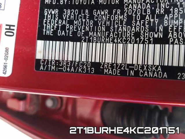 2T1BURHE4KC201751 фото 2