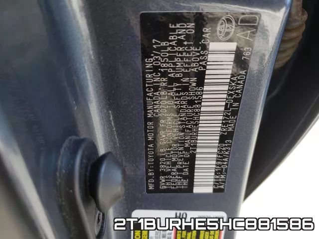 2T1BURHE5HC881586 фото 2