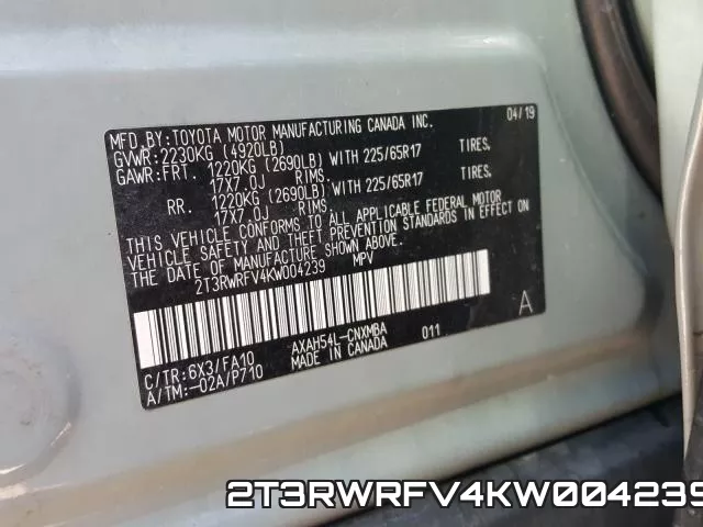2T3RWRFV4KW004239 фото 2
