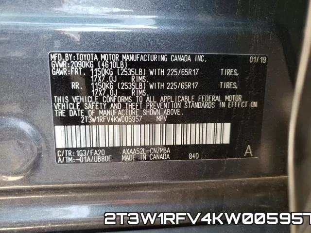 2T3W1RFV4KW005957 фото 2