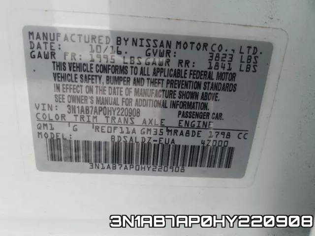 3N1AB7AP0HY220908 фото 2