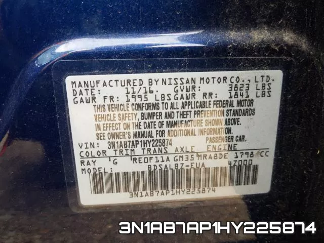 3N1AB7AP1HY225874 фото 2