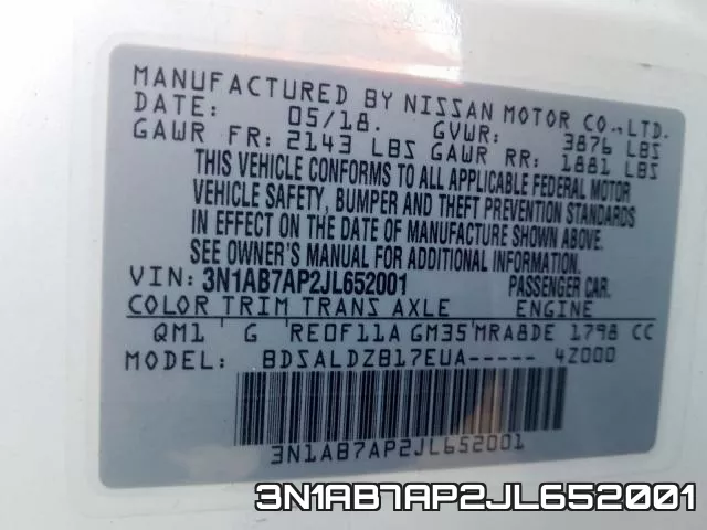 3N1AB7AP2JL652001 фото 2