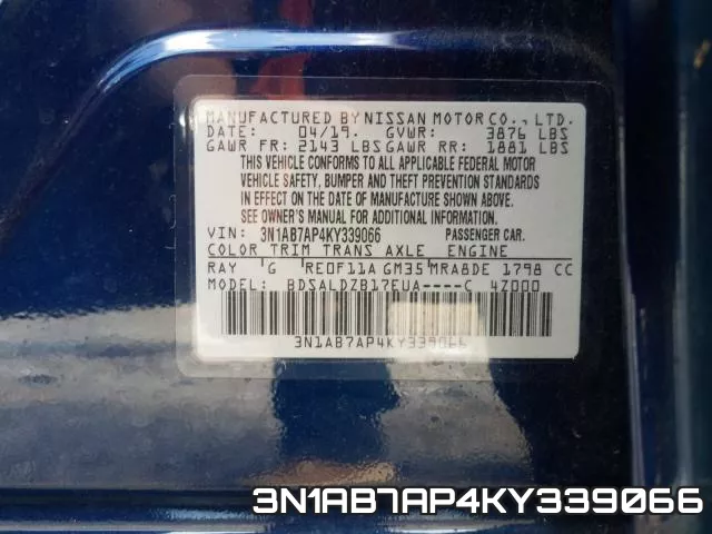3N1AB7AP4KY339066 фото 2
