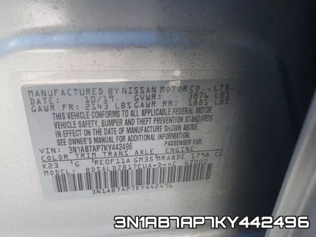 3N1AB7AP7KY442496 фото 2