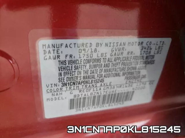 3N1CN7AP0KL815245 фото 2