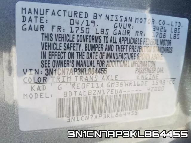 3N1CN7AP3KL864455 фото 2