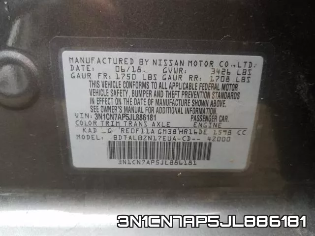 3N1CN7AP5JL886181 фото 2