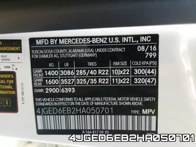 4JGED6EB2HA050701 фото 2