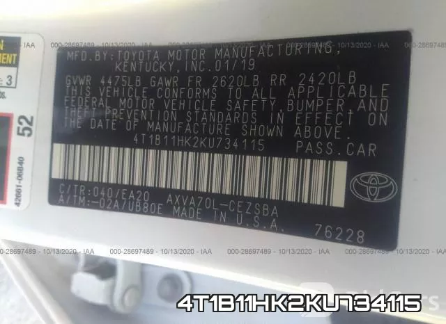 4T1B11HK2KU734115 фото 10