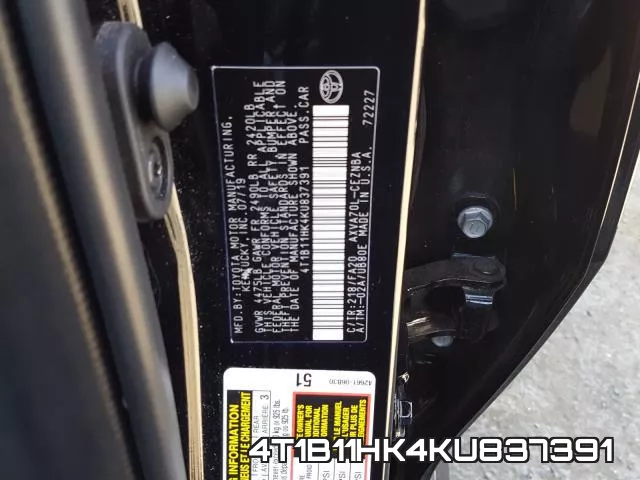 4T1B11HK4KU837391 фото 2