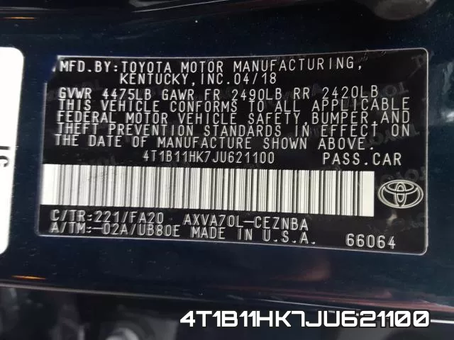 4T1B11HK7JU621100 фото 2