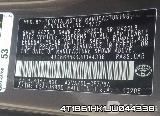 4T1B61HK1JU044338 фото 10
