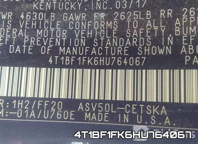 4T1BF1FK6HU764067 фото 10