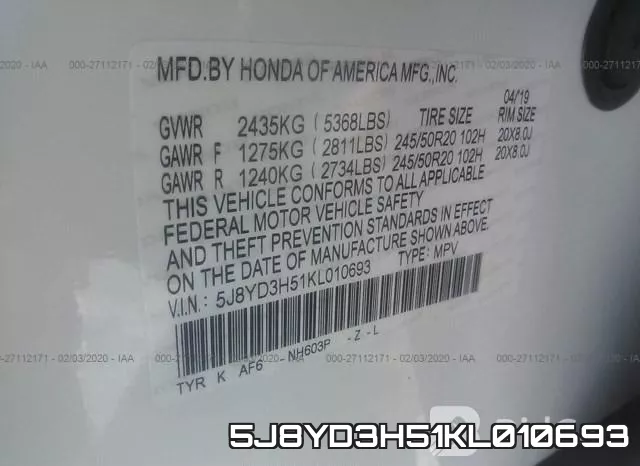 5J8YD3H51KL010693 фото 10