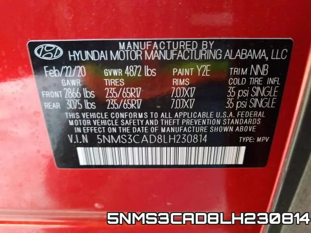 5NMS3CAD8LH230814 фото 2