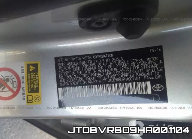JTDBVRBD9HA001104 фото 10