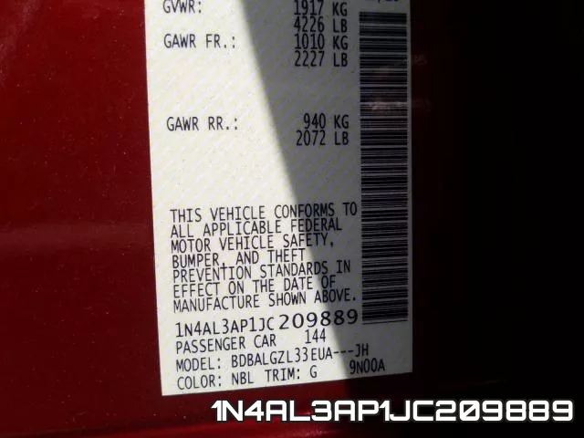 1N4AL3AP1JC209889 фото 2