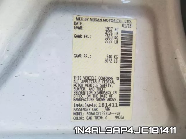 1N4AL3AP4JC181411 фото 2