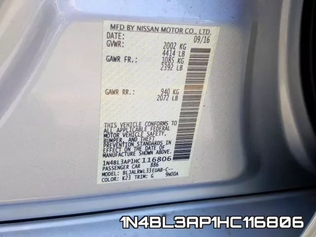 1N4BL3AP1HC116806 фото 2