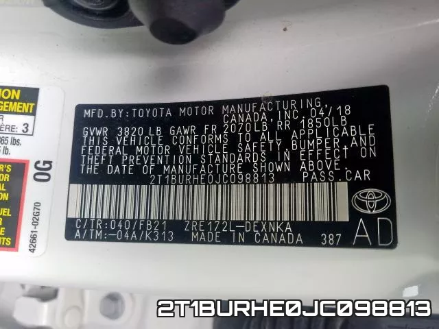 2T1BURHE0JC098813 фото 2