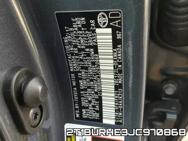 2T1BURHE3JC970868 фото 2