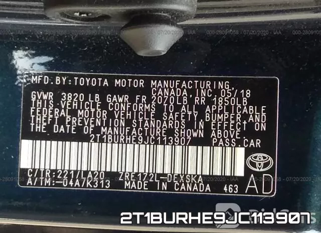 2T1BURHE9JC113907 фото 10
