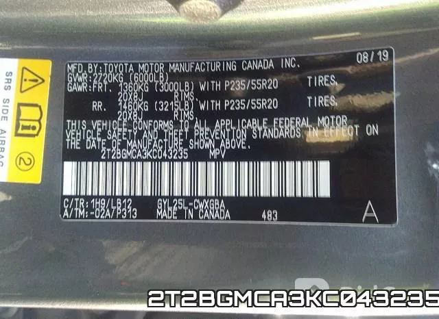 2T2BGMCA3KC043235 фото 10