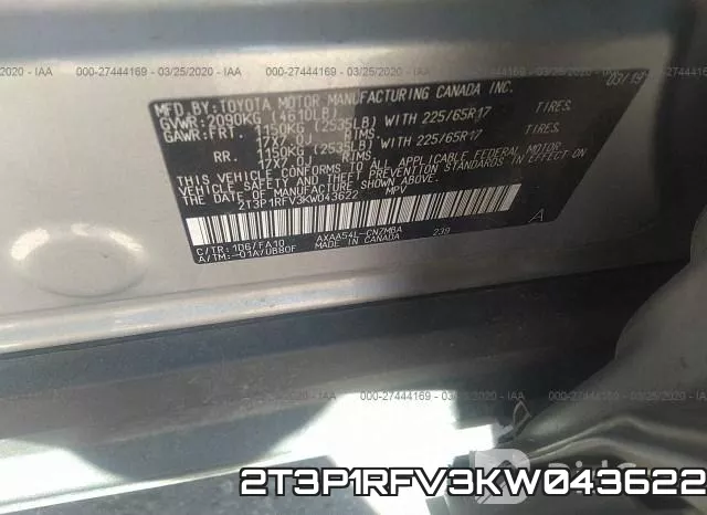 2T3P1RFV3KW043622 фото 10