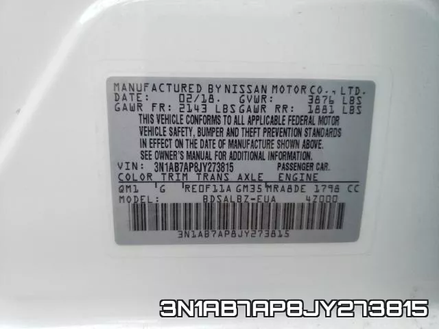 3N1AB7AP8JY273815 фото 2