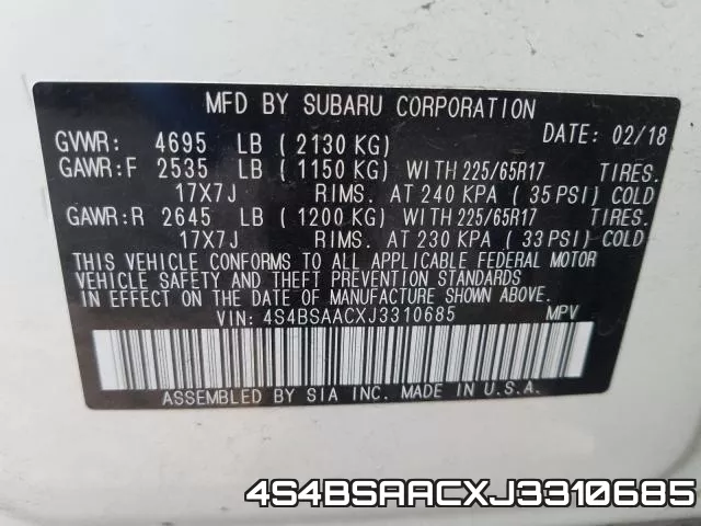 4S4BSAACXJ3310685 фото 2