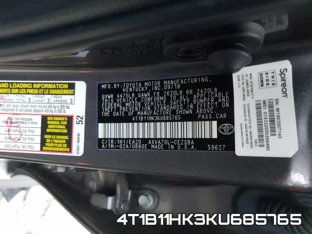4T1B11HK3KU685765 фото 2
