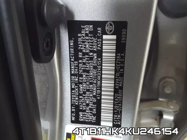 4T1B11HK4KU246154 фото 2