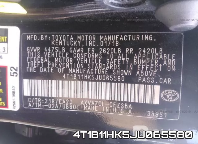 4T1B11HK5JU065580 фото 10