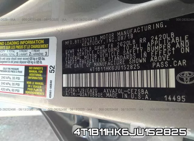 4T1B11HK6JU152825 фото 10