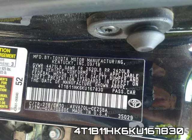 4T1B11HK6KU167830 фото 10