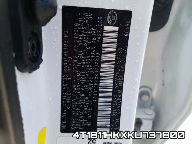 4T1B11HKXKU737800 фото 2