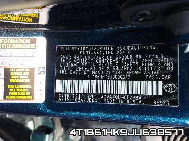 4T1B61HK9JU638577 фото 2