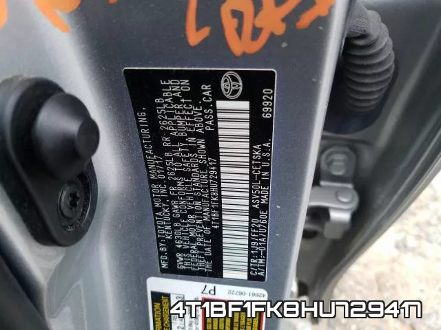 4T1BF1FK8HU729417 фото 2