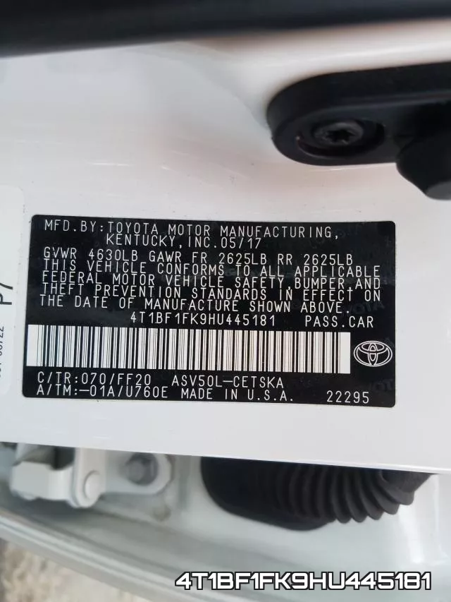 4T1BF1FK9HU445181 фото 2