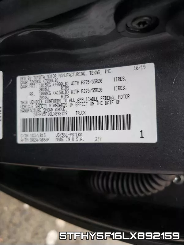 5TFHY5F16LX892159 фото 2