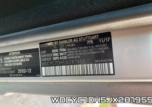 WDCYC7DH5JX287955 фото 2